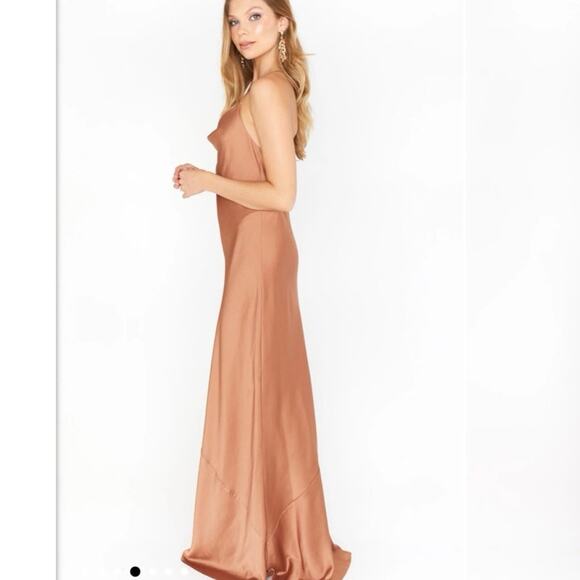 Show Me Your Mumu Tuscany Maxi Slip Dress  in Copper Luxe Satin, size S - Picture 9 of 12